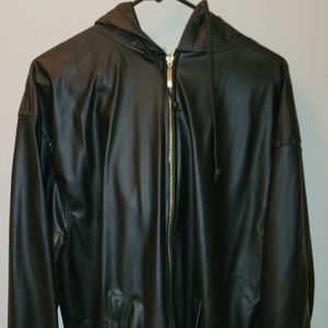 Hooded leather jacket